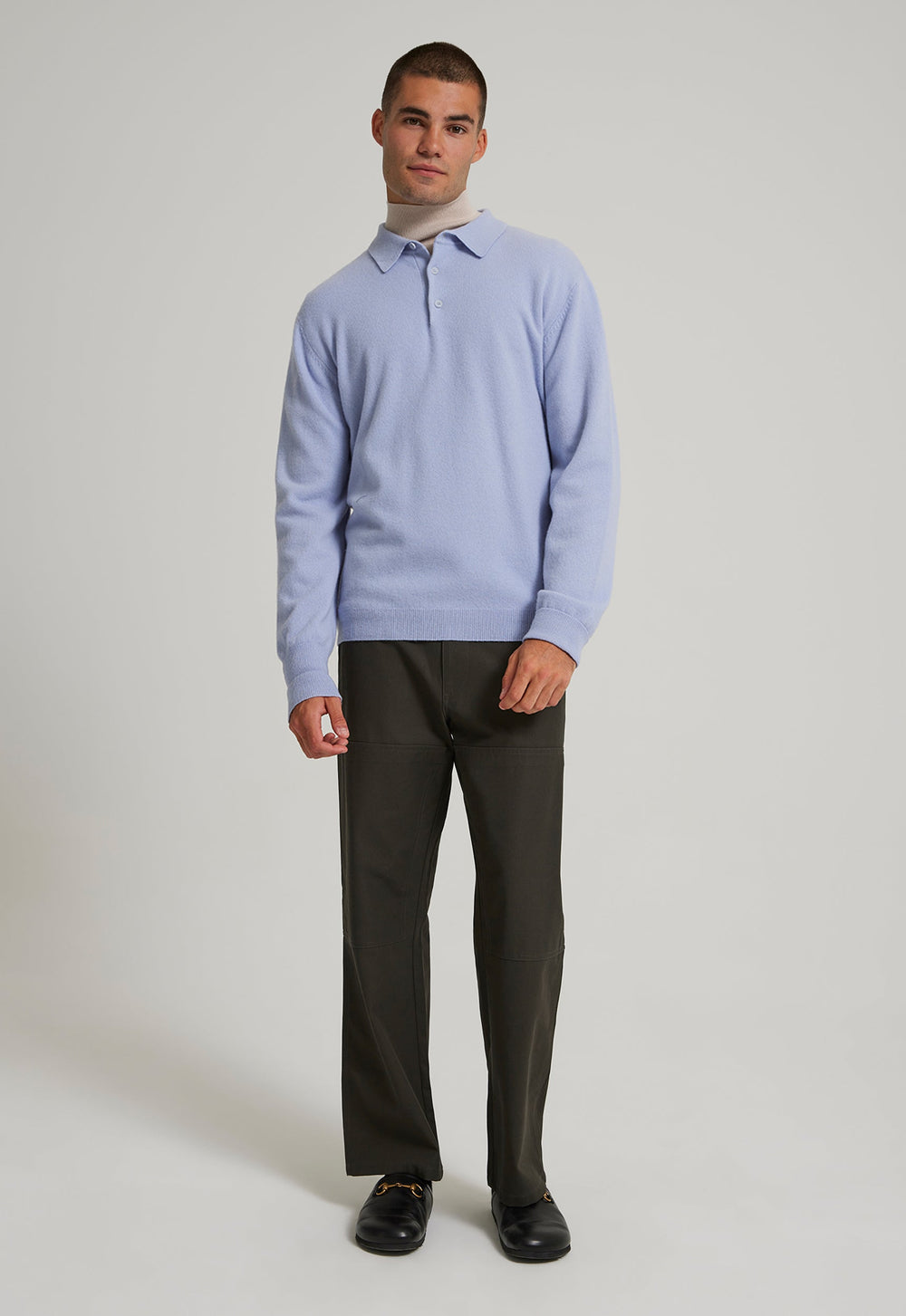 Jac+Jack DAVI WOOL CASHMERE RUGBY in Day Blue